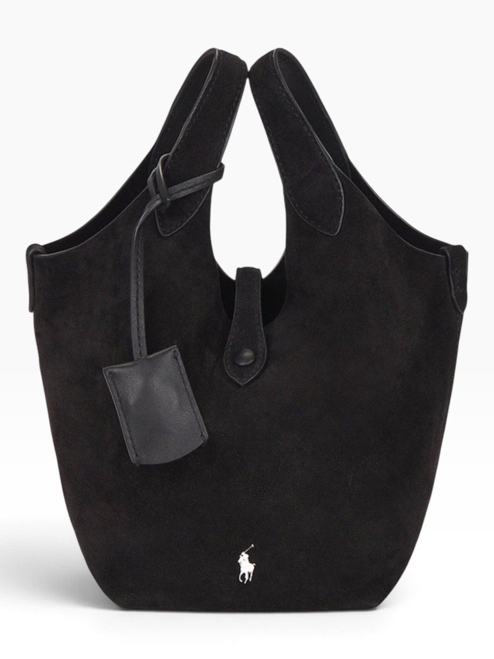 Ralph Lauren Polo Play Black Small Suede Tote Bag